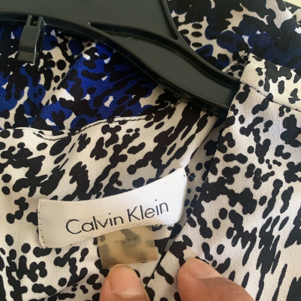 Calvin Klein Silver and Blue Ruched Tie Front Blouse - Picture 3 of 8